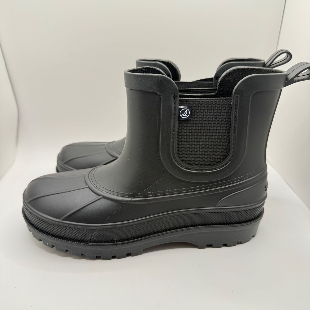 Sperry Boys Black Rain Boots Waterproof Duck Ankle Boot STK29447 Size 4M